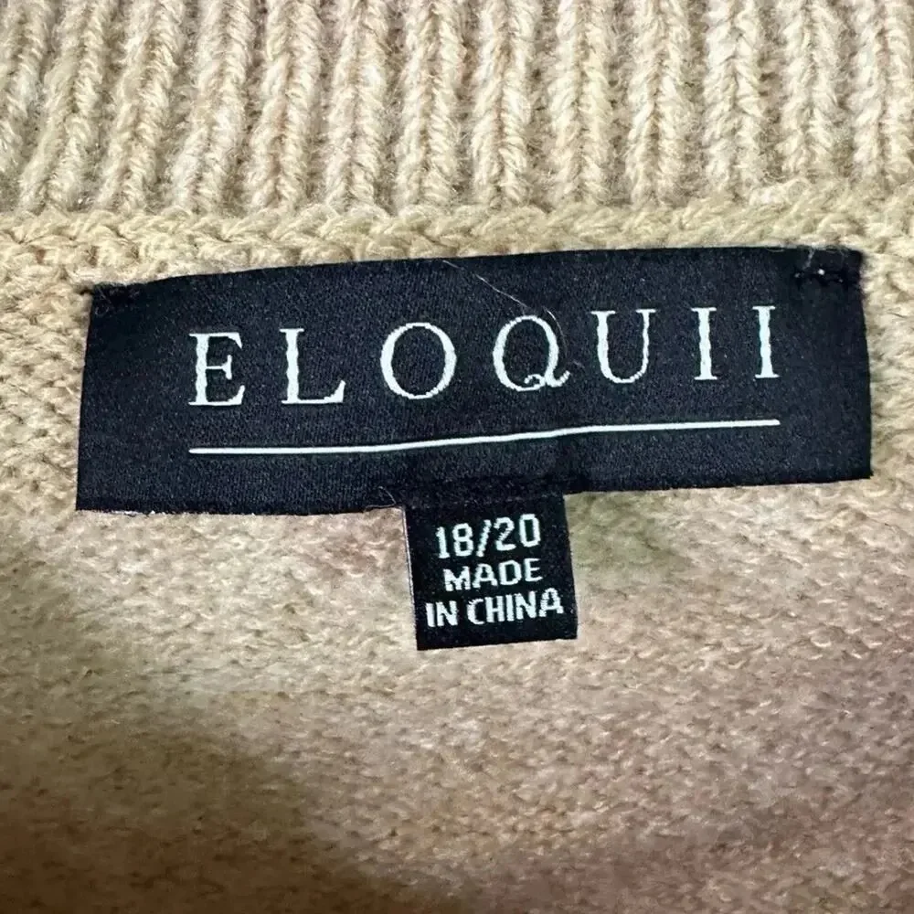 Eloquii Women's sweater off shoulder tan soft cozycore - Picture 2 of 6